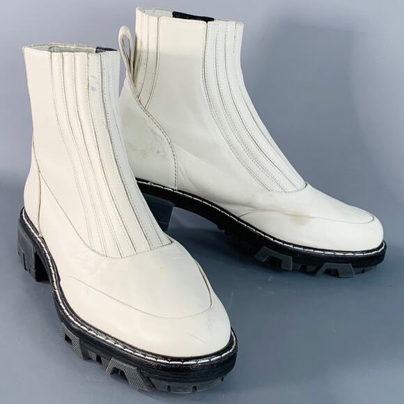 RAG & BONE Size 10 White Leather Pull On Ankle Boots - Picture 1 of 12